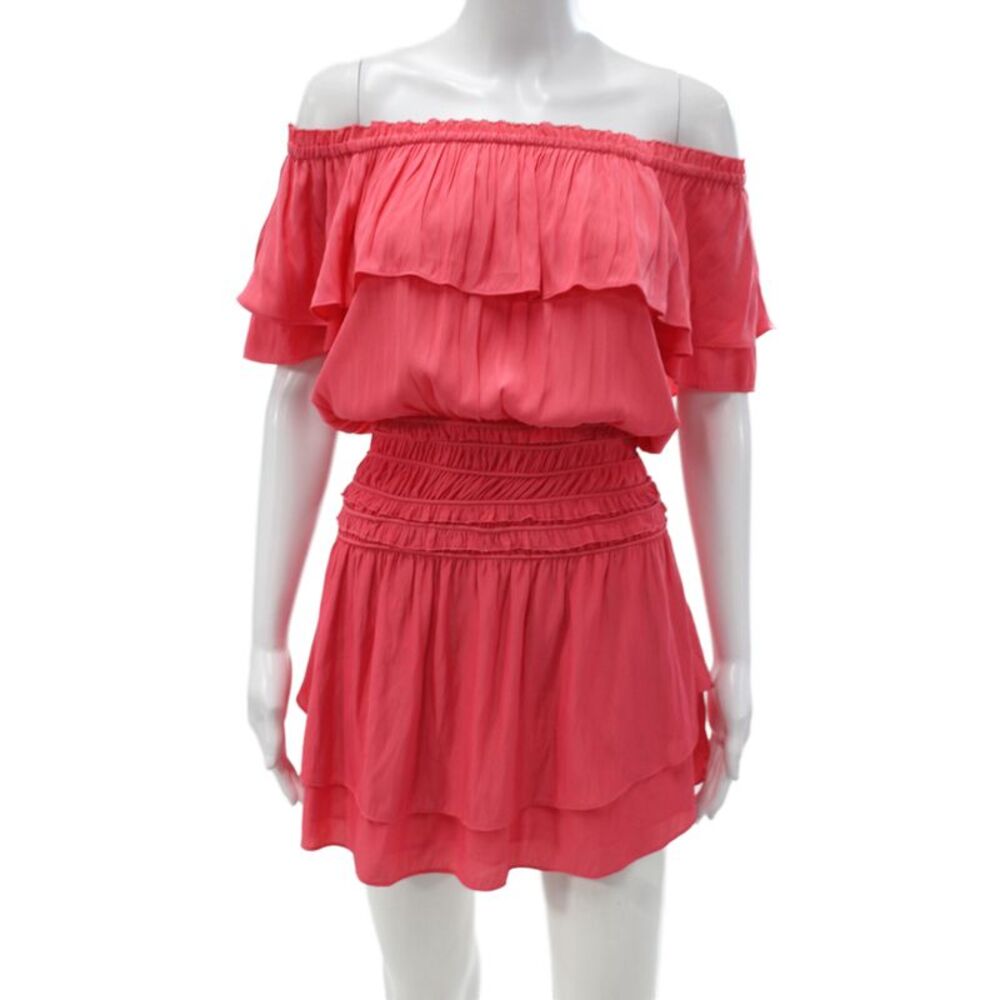 Ramy Brook Womens Blouson Off Shoulder Pink Short Dress Size XS